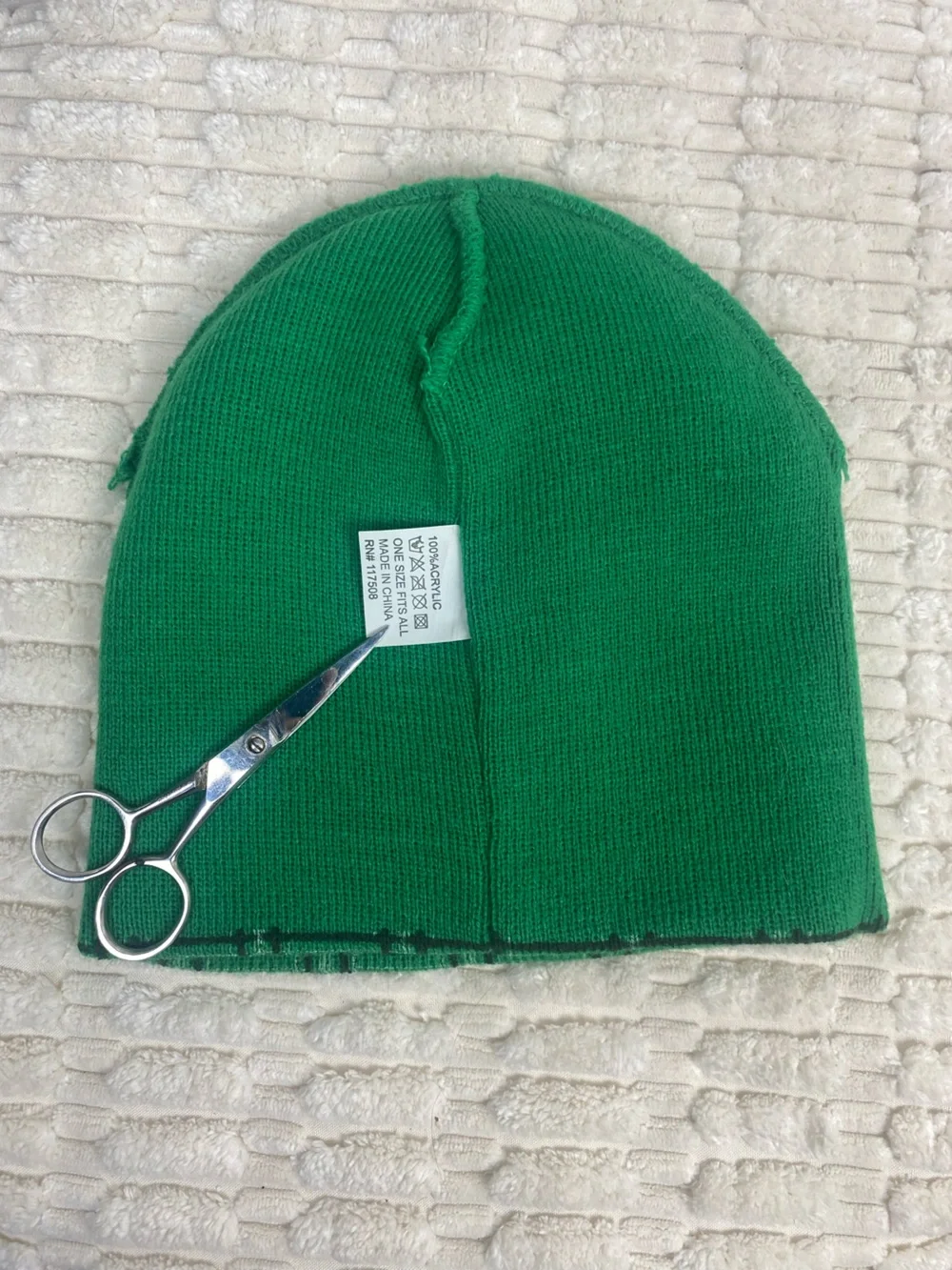 Vintage Y2K Bioworld Plaid Skull Reversible Beanie Hat Green Black Emo Punk